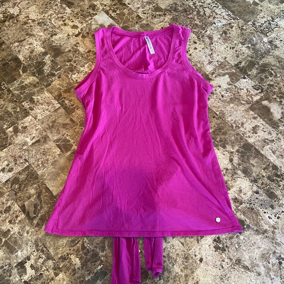 Fabletics Mariela tie back Tank Top Raspberry/Magenta/Pink XS Extra Small Yoga - Picture 6 of 10